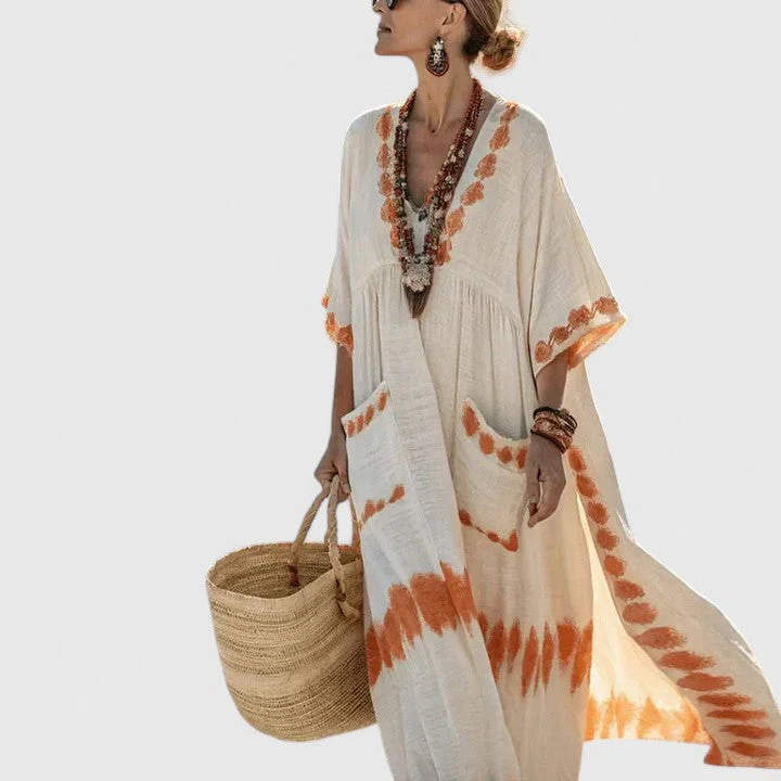 Alina | Damen Boho Taschen Maxi Kleid - Image 3