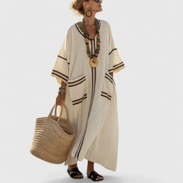Alina | Damen Boho Taschen Maxi Kleid - Image 7