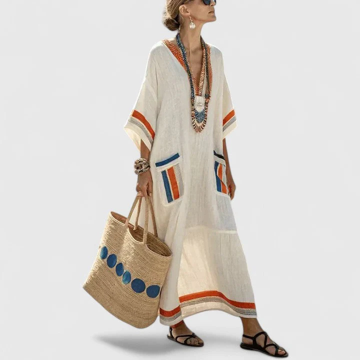 Alina | Damen Boho Taschen Maxi Kleid - Image 8
