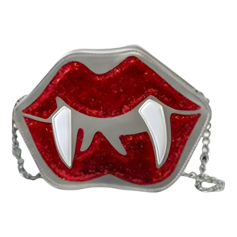 Alina Gothic Halloween Schultertasche – Lips & Zähne Design mit verstellbarem Träger - Image 4