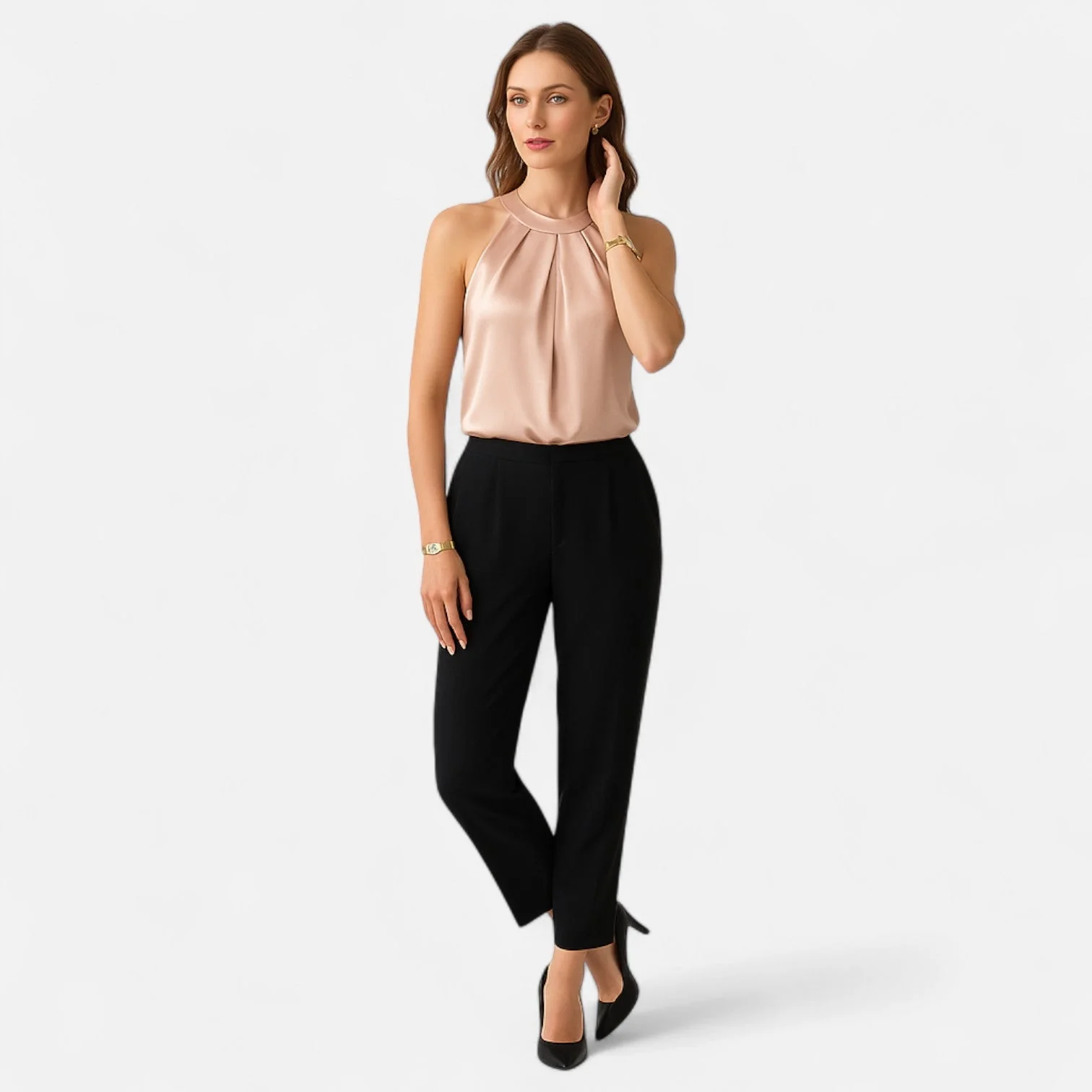 Alina Stilvolles Satin Neckholder Top für Damen - Image 2