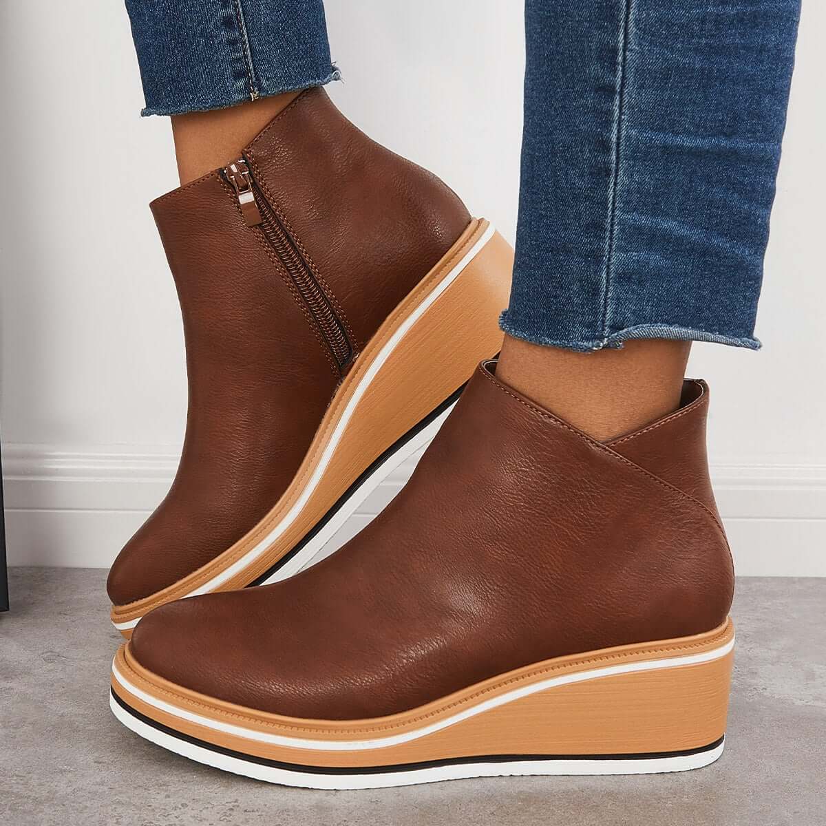 Alma | Reißverschluss Stiefelette mit modernem Plateau - Image 14
