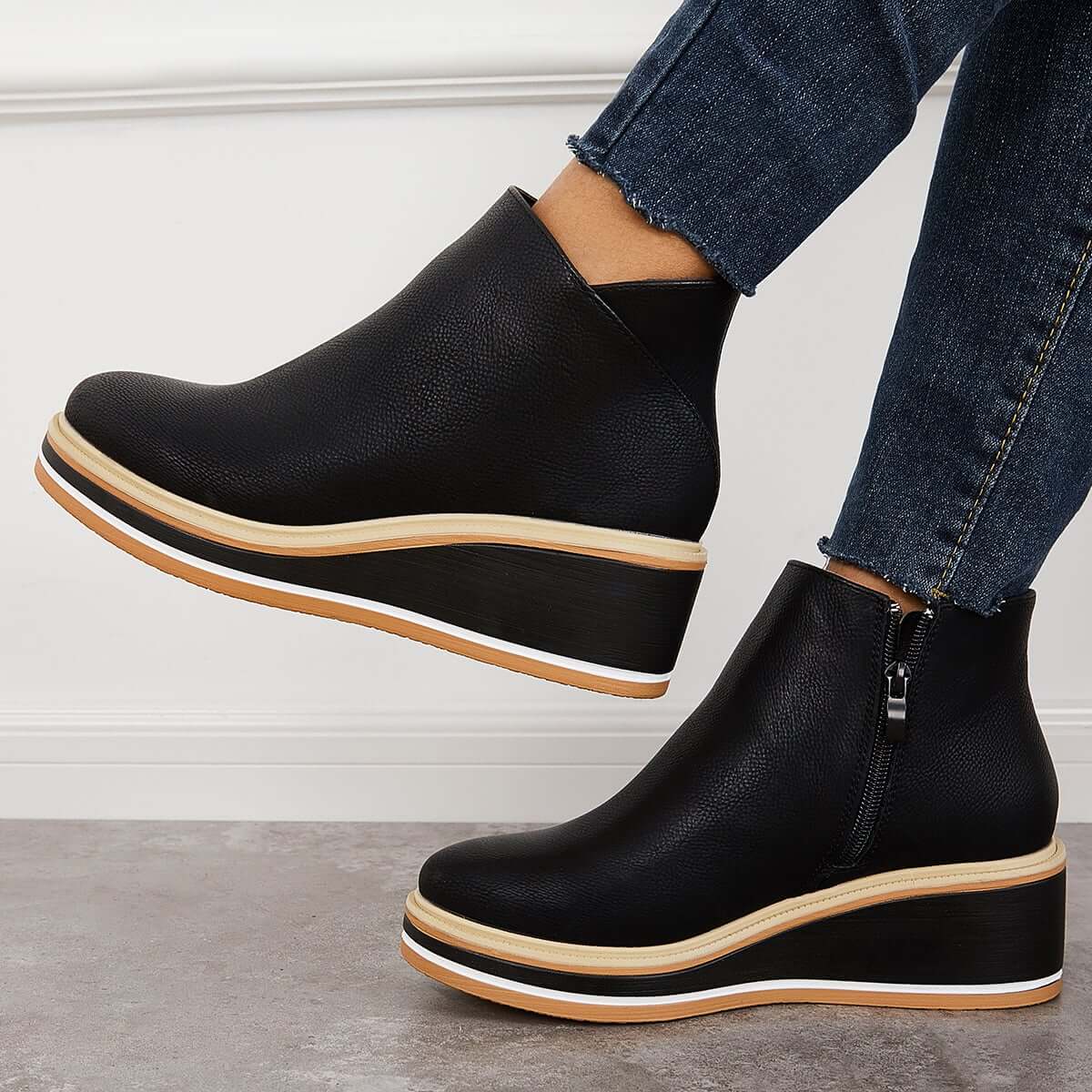 Alma | Reißverschluss Stiefelette mit modernem Plateau - Image 2