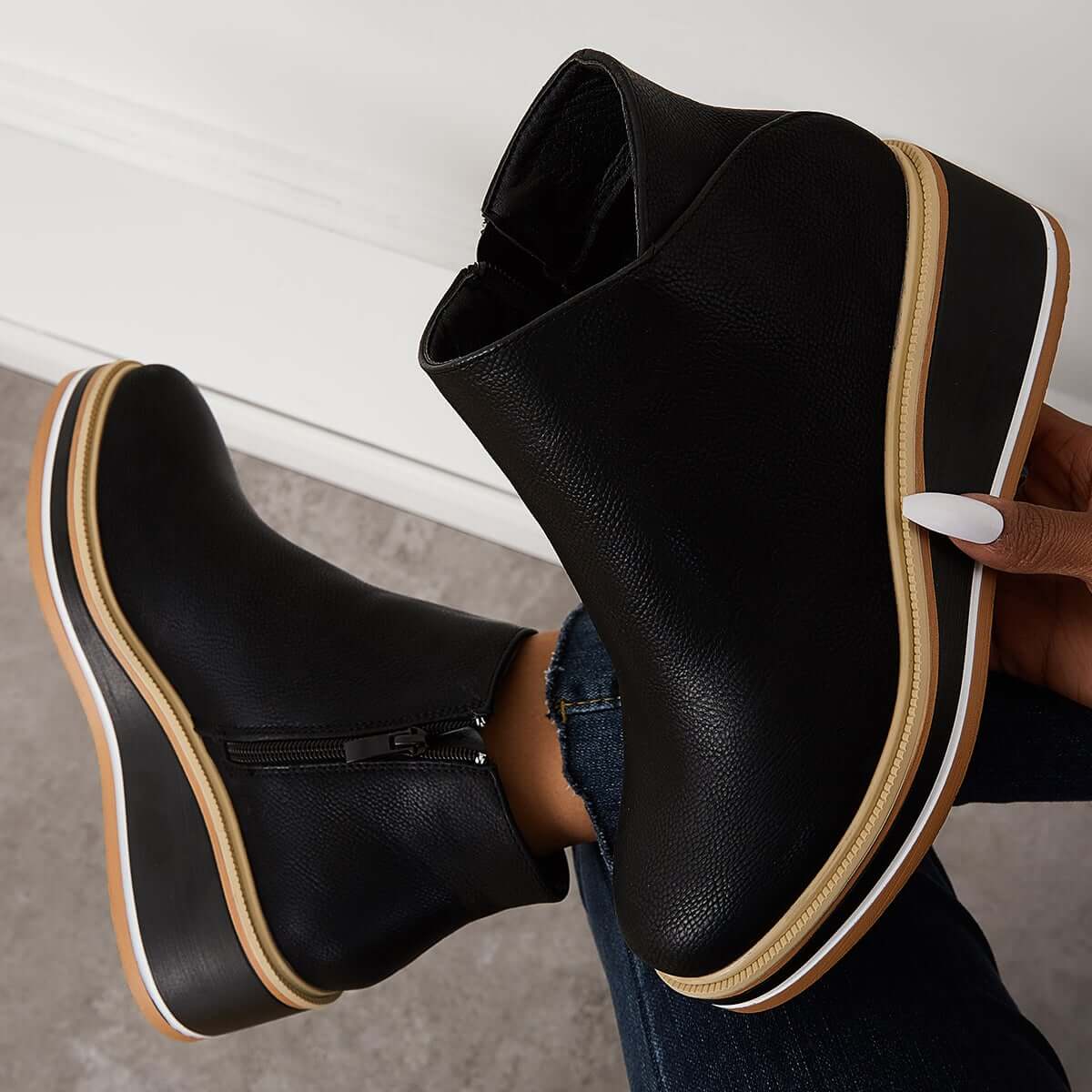 Alma | Reißverschluss Stiefelette mit modernem Plateau - Image 3
