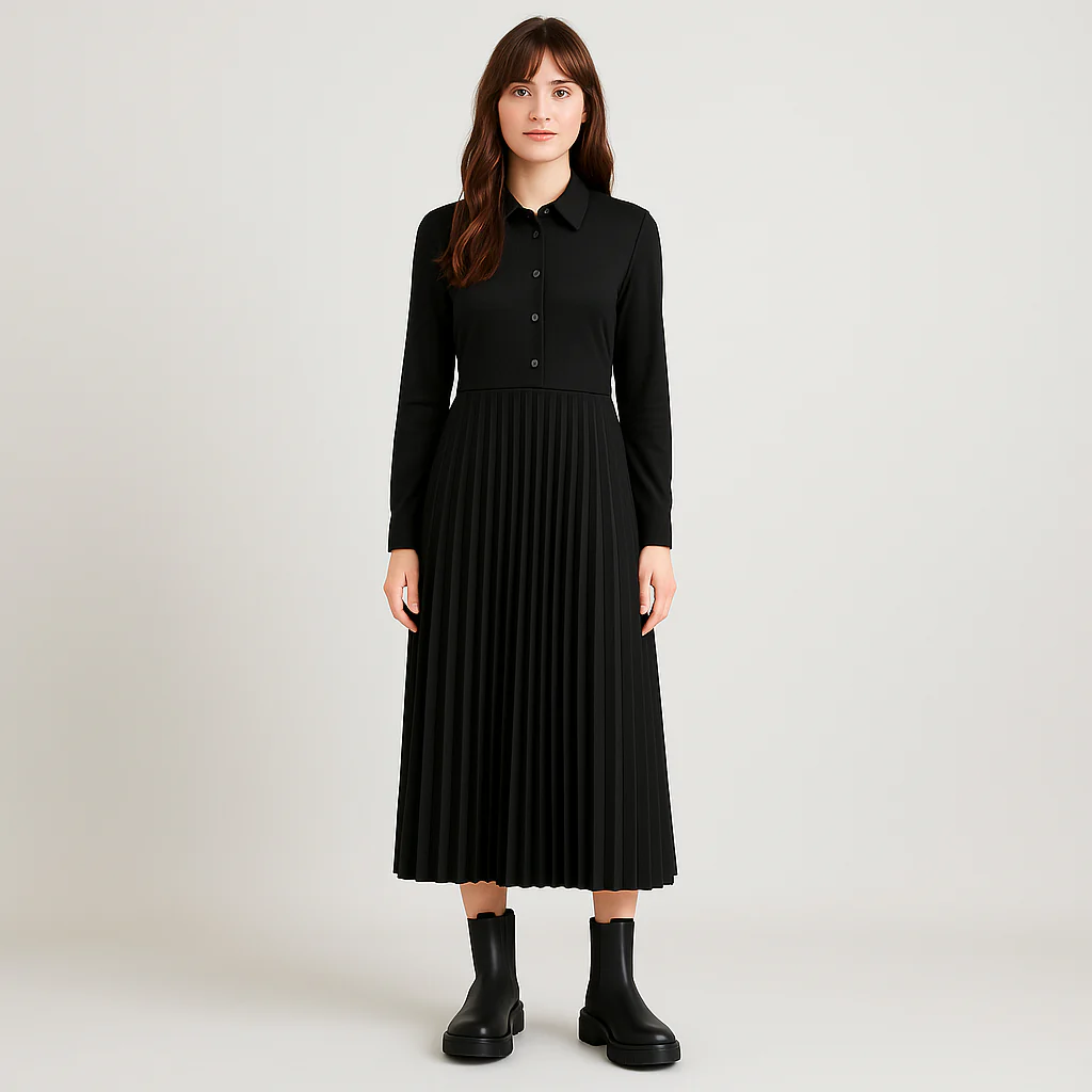 Almut | Drapiertes Plisseekleid - Image 2