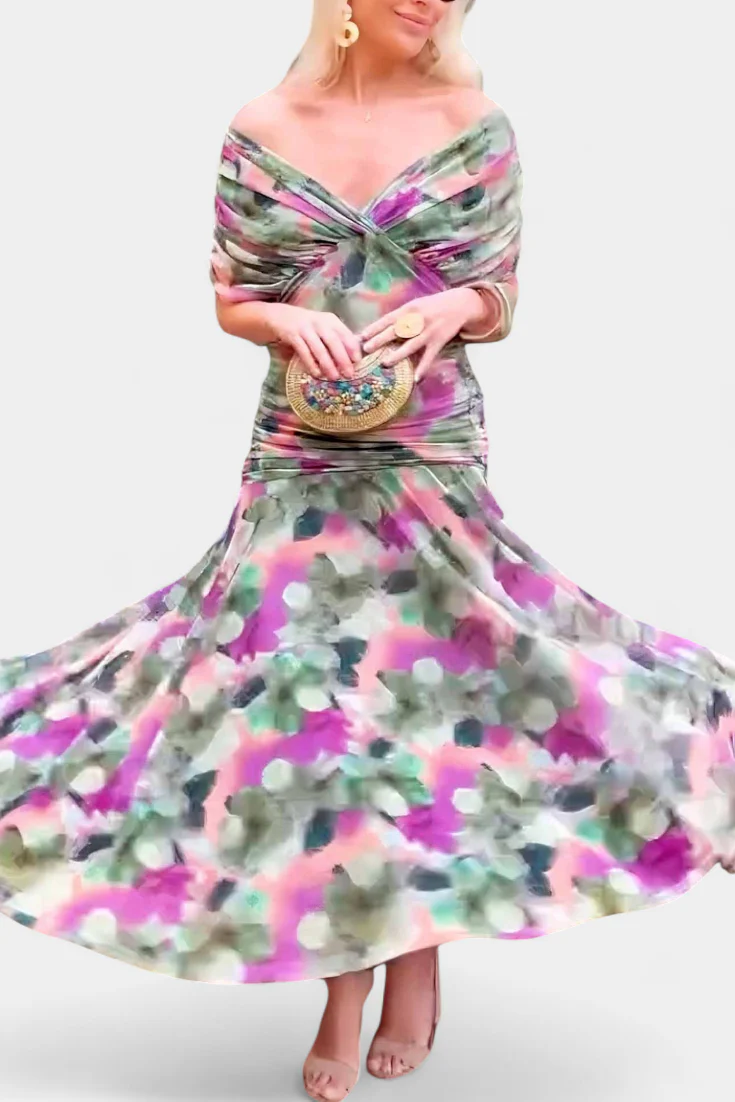 Alondra Maxikleid mit kreativem Blumenprint und V-Ausschnitt - Image 14