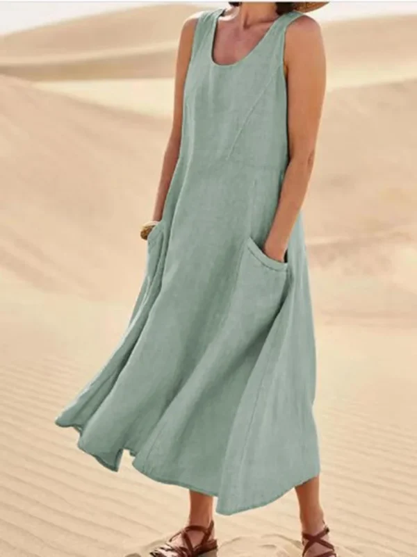 Altishia – Lässiges ärmelloses Leinenkleid mit Taschen - Image 7