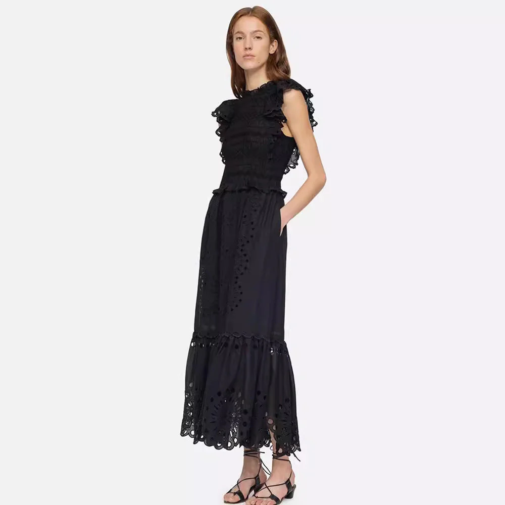 Amalia- Damen Maxikleid mit raffiniertem Spitzenbesatz - Image 2