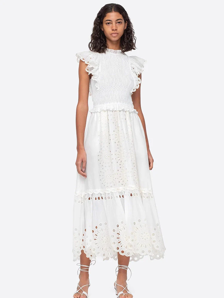 Amalia- Damen Maxikleid mit raffiniertem Spitzenbesatz - Image 3