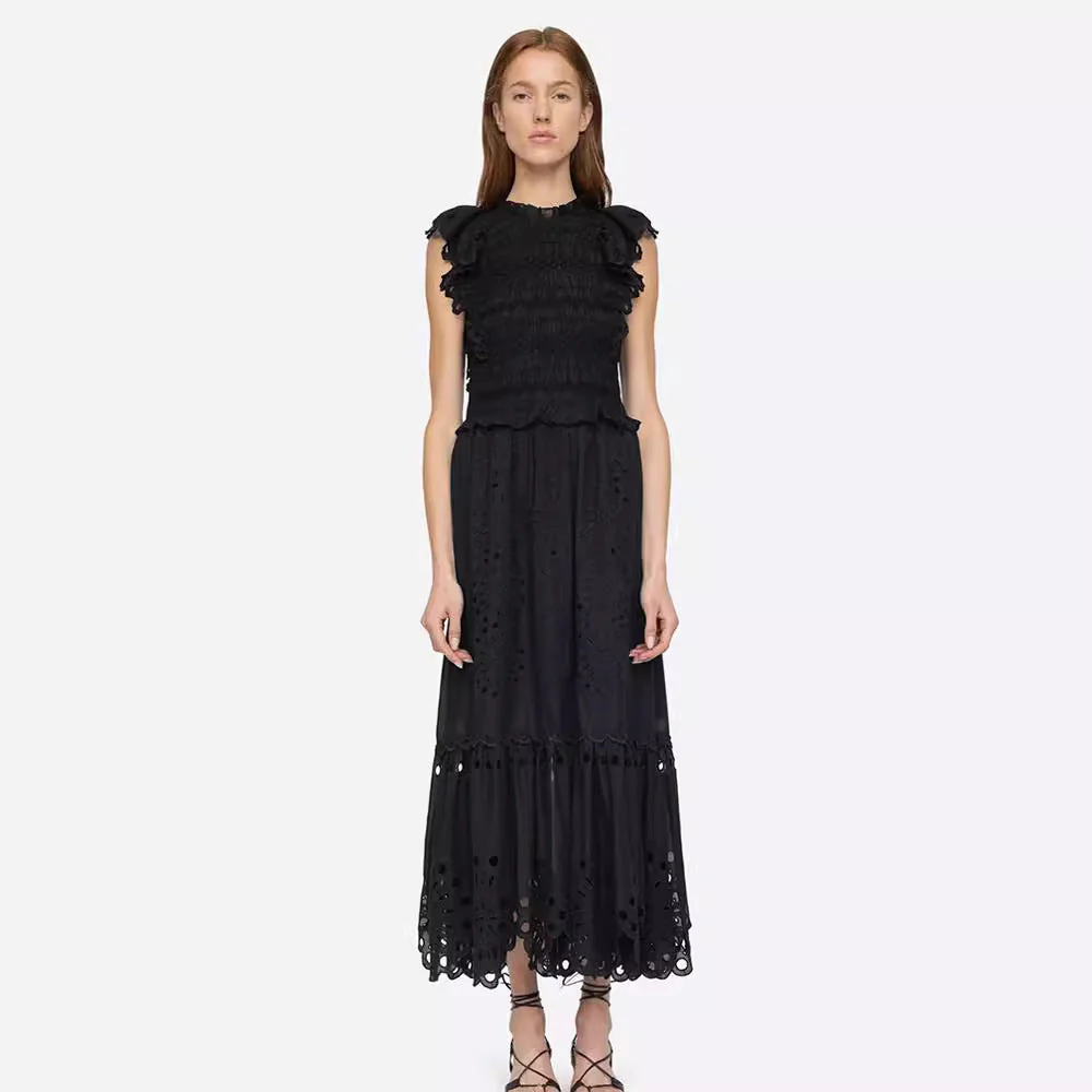 Amalia- Damen Maxikleid mit raffiniertem Spitzenbesatz - Image 5