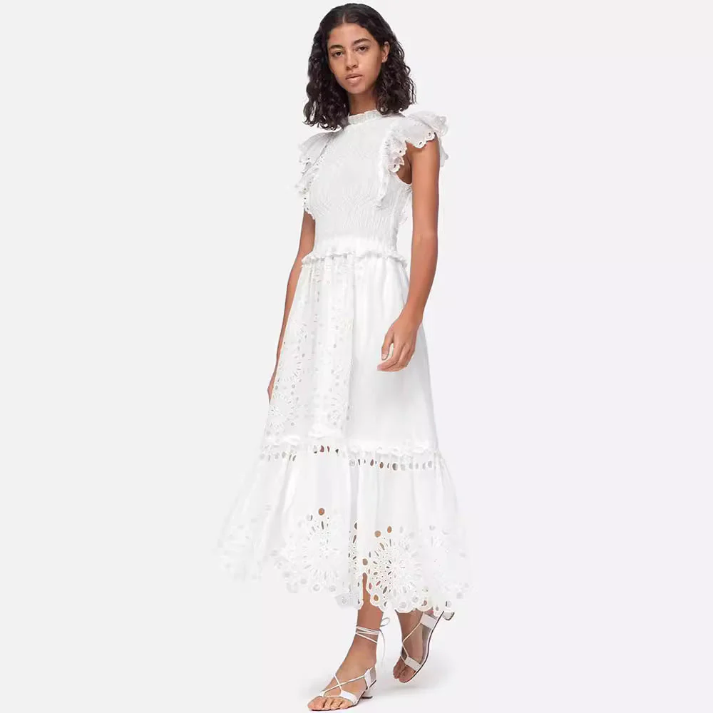 Amalia- Damen Maxikleid mit raffiniertem Spitzenbesatz - Image 6