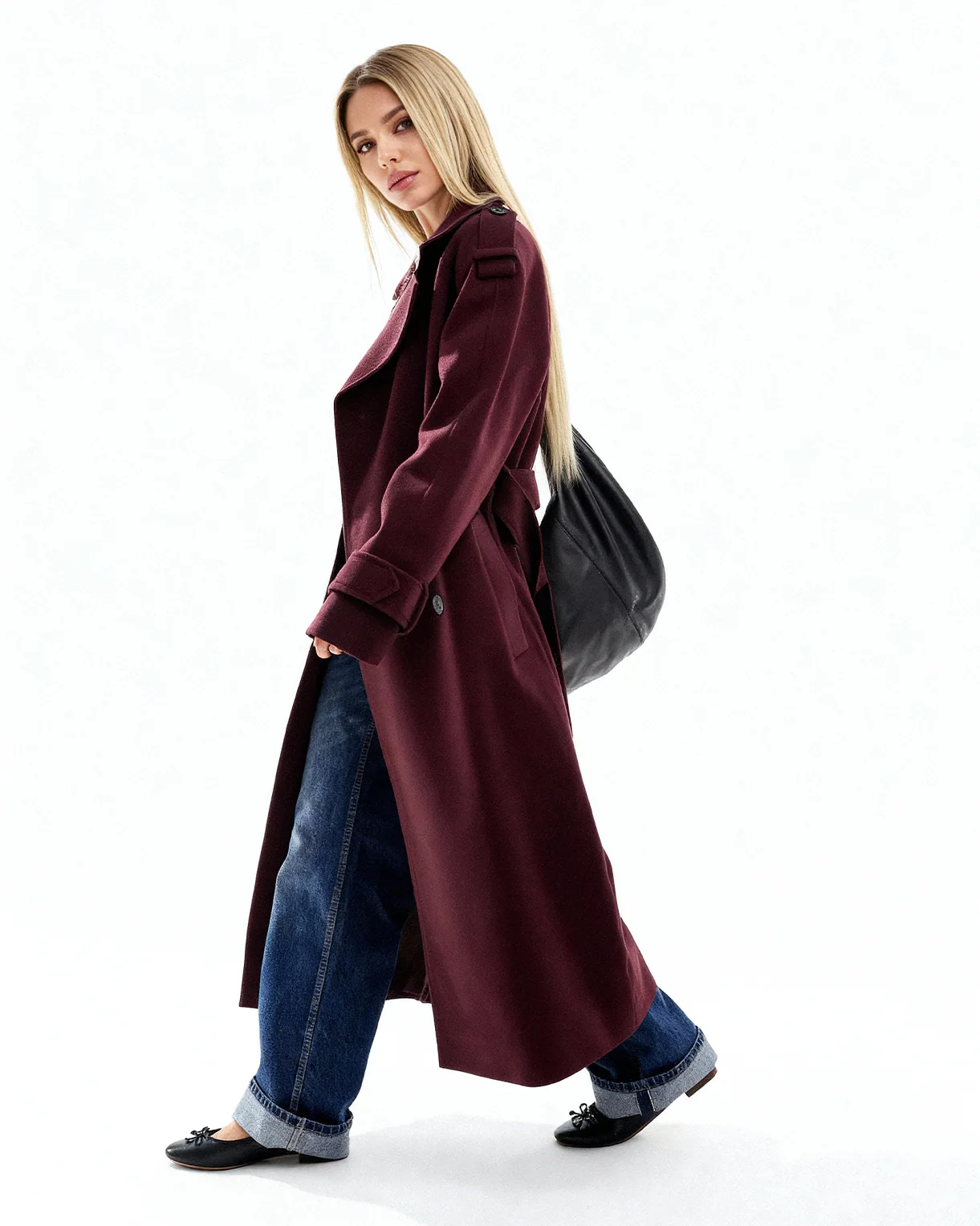 Amalia | Weinrot Trenchcoat - Image 2