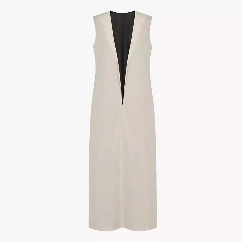Amara- Damen maxikleid mit minimalistischer Silhouette und Seitenschlitzen - Image 3
