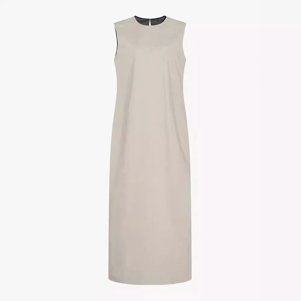 Amara- Damen maxikleid mit minimalistischer Silhouette und Seitenschlitzen - Image 4
