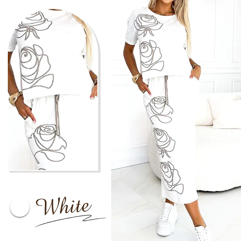 AMARA | Lässiges T-Shirt mit Blumenmuster und Bustier-Rock für Frauen - Image 2