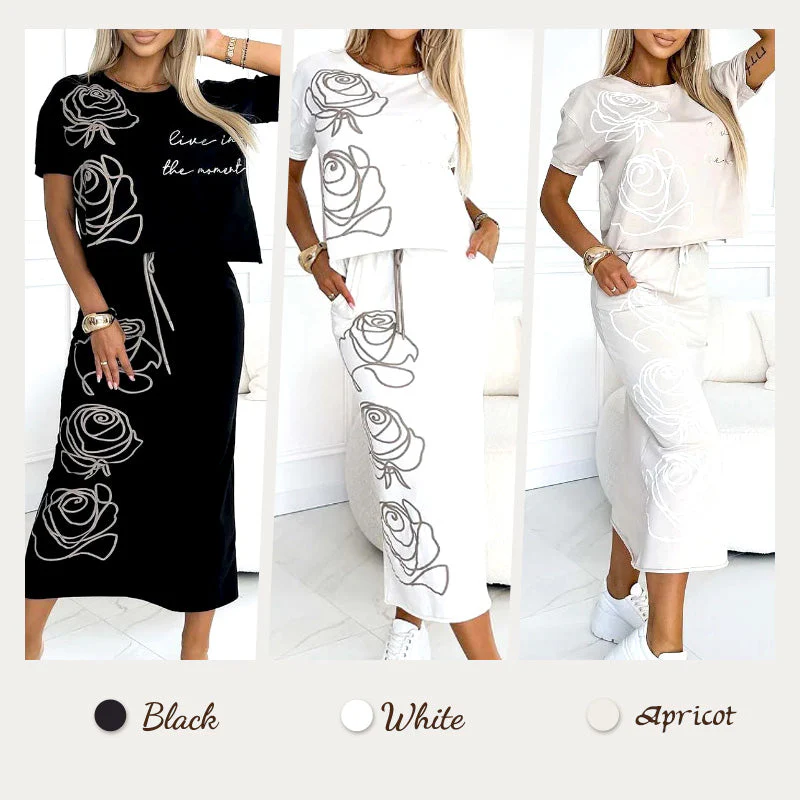 AMARA | Lässiges T-Shirt mit Blumenmuster und Bustier-Rock für Frauen - Image 4
