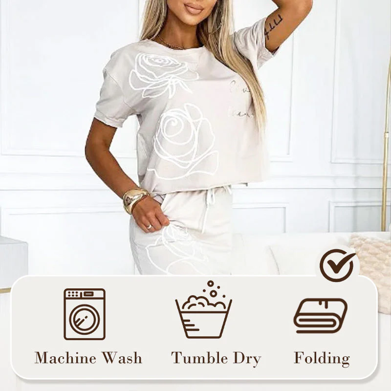 AMARA | Lässiges T-Shirt mit Blumenmuster und Bustier-Rock für Frauen - Image 5