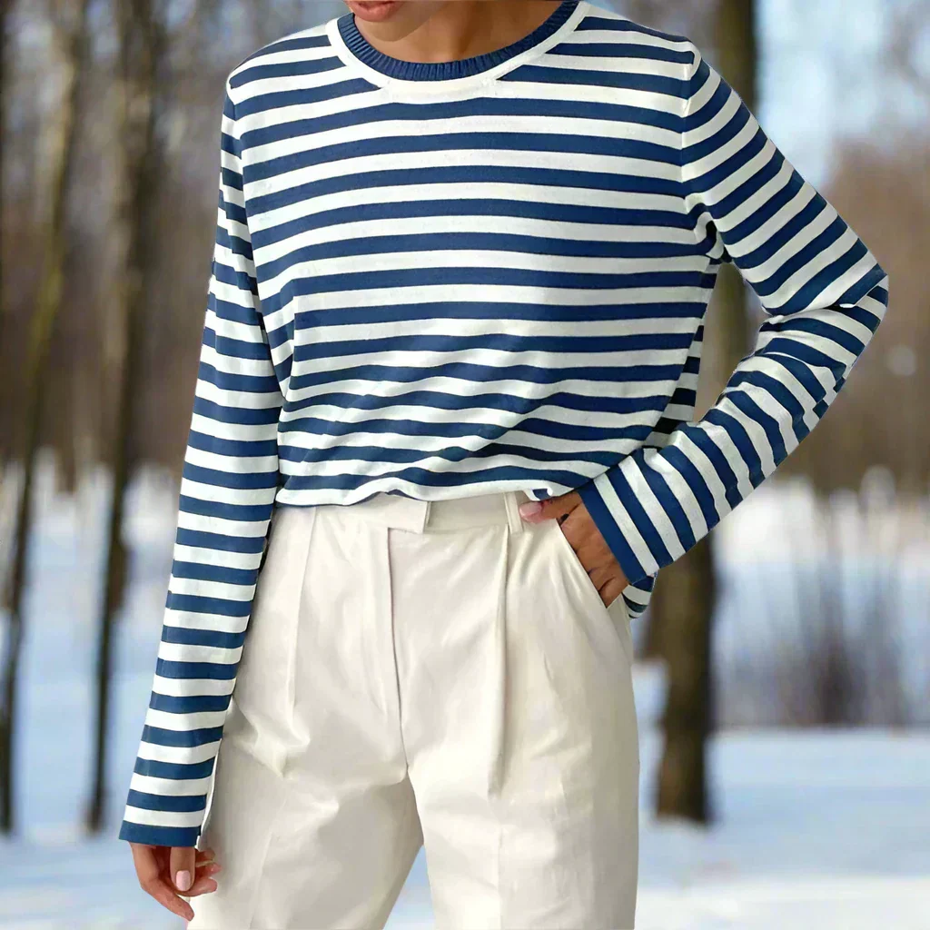 Amelia – Lässiges gestreiftes Damen Langarmshirt - Image 2