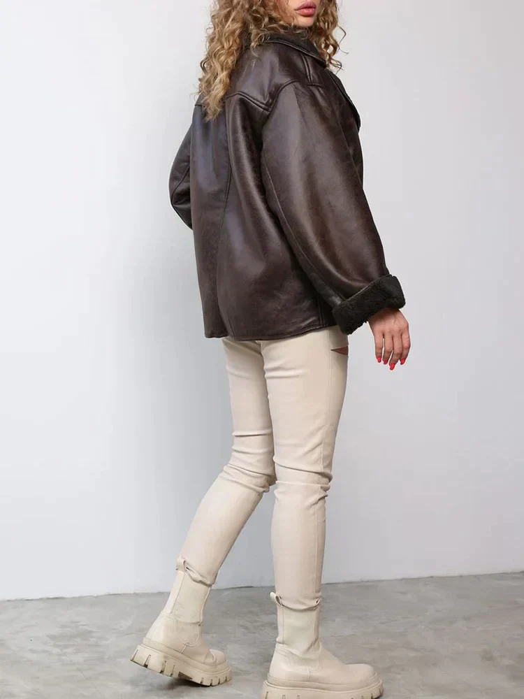 Amelia – Markante Damen Aviator Jacke mit Teddy-Futter - Image 2