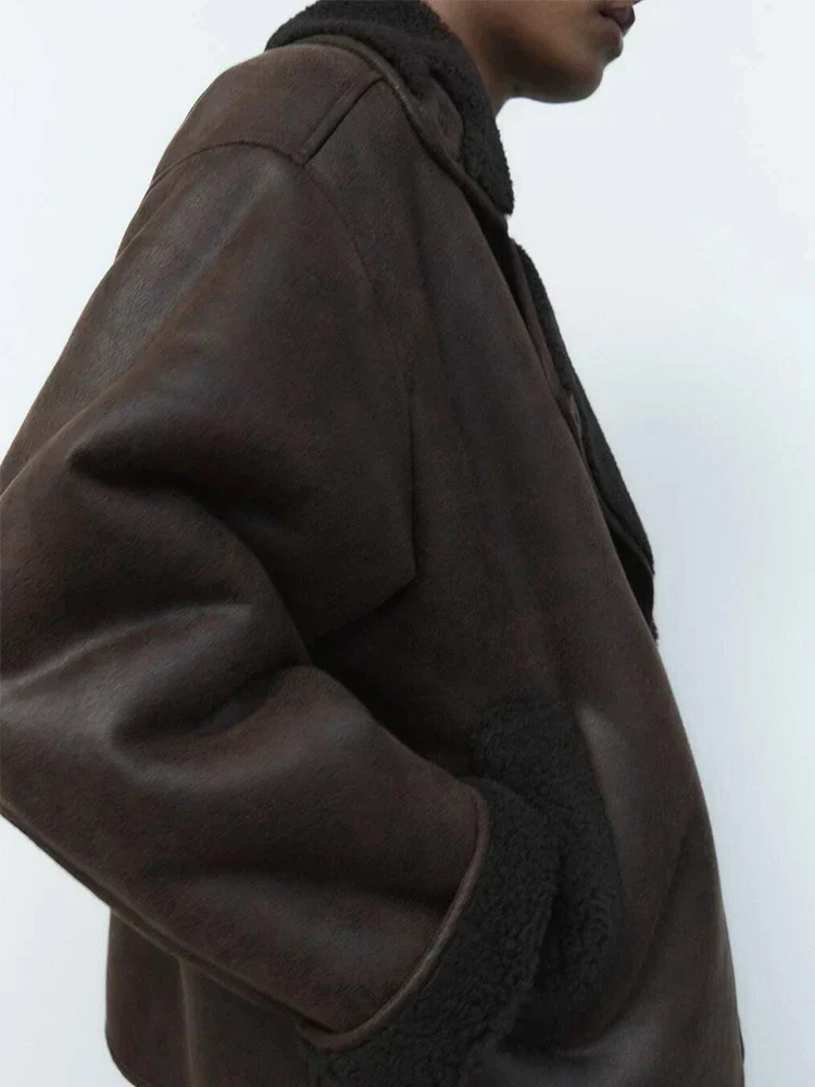 Amelia – Markante Damen Aviator Jacke mit Teddy-Futter - Image 3