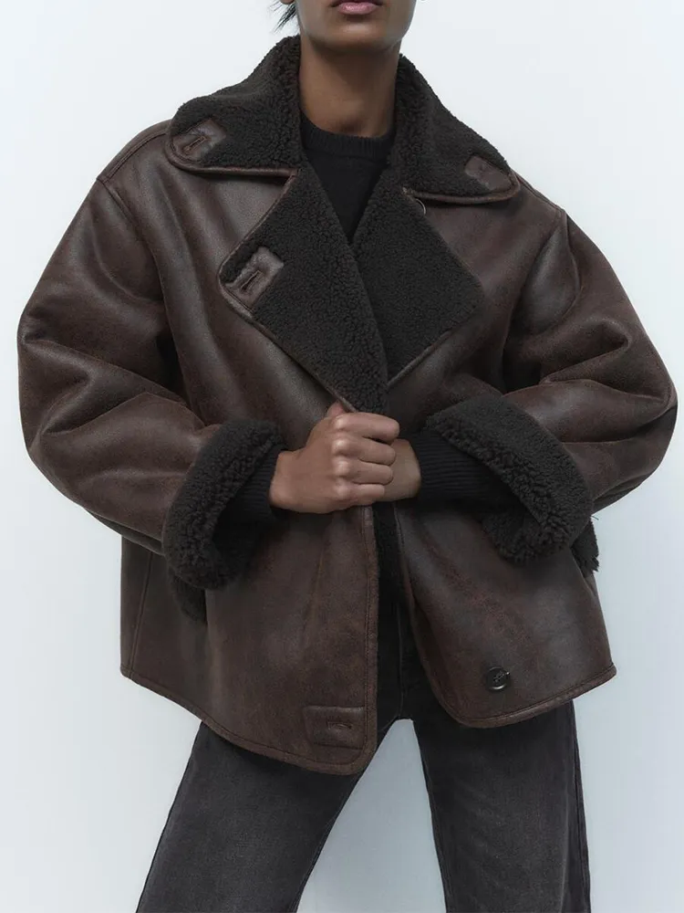Amelia – Markante Damen Aviator Jacke mit Teddy-Futter - Image 7