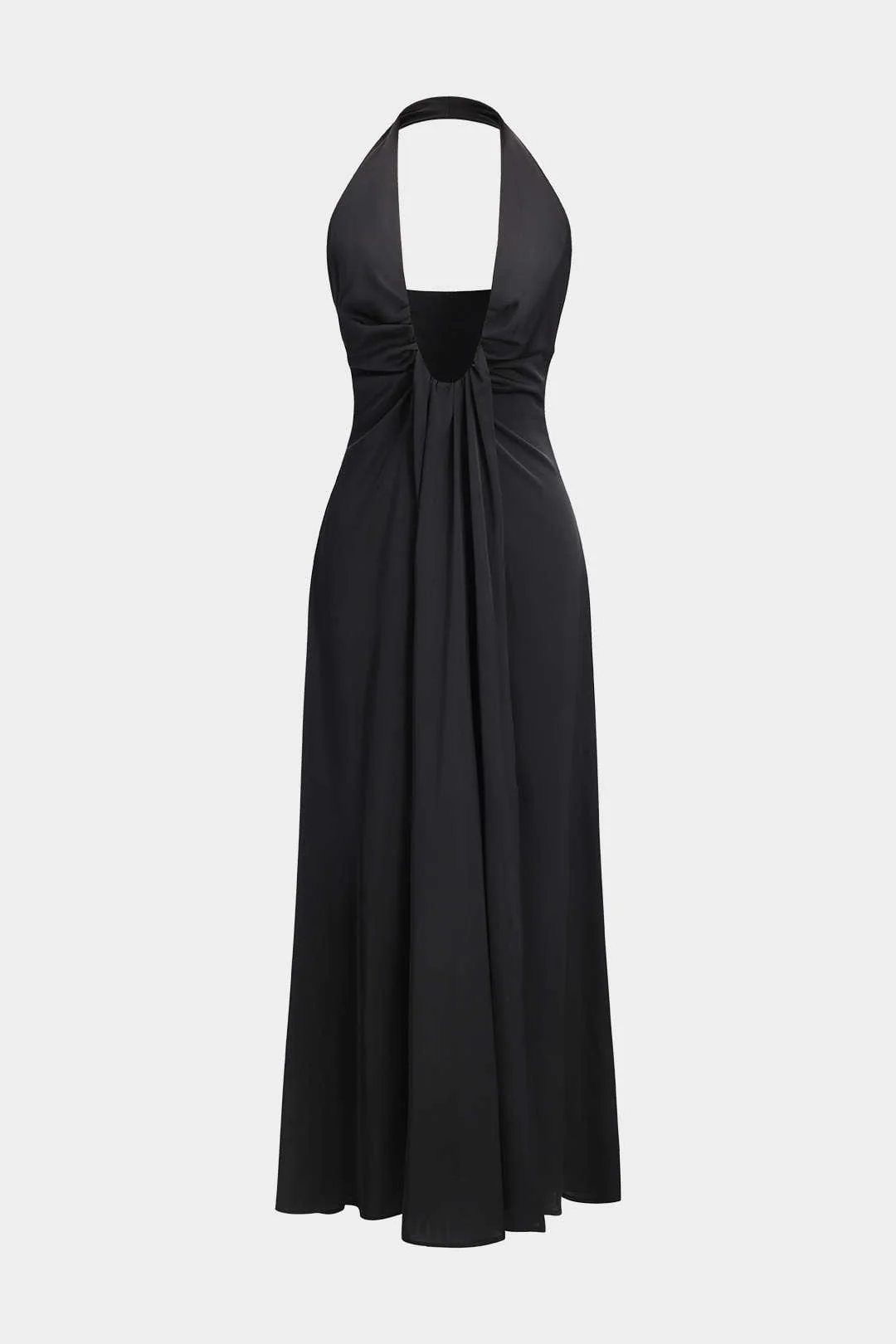 Amelia | Schwarz Elegantes Halterneck-Maxikleid – Zeitlose Abend-Eleganz - Image 2