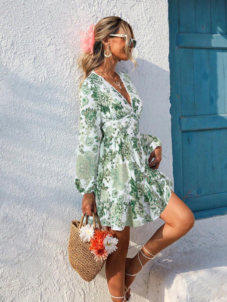 Amelie – Minikleid Damen Boho Sommer V-Ausschnitt Bedruckt - Image 2