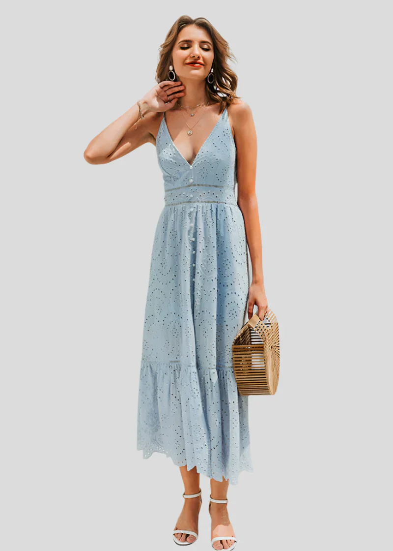 Amélie Refined Lang Sommerkleid mit Dünnen Trägern - Image 3