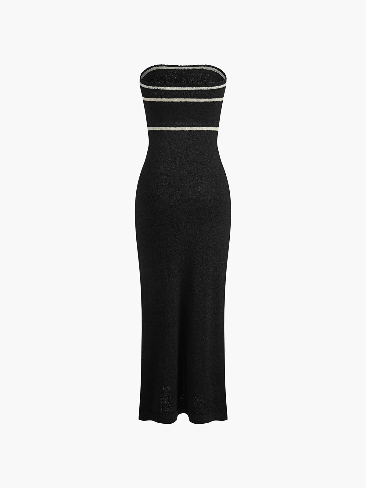 Amelie | Schulterfreies Bouclé-Kleid in Crème mit Kontrastpaspeln - Image 5