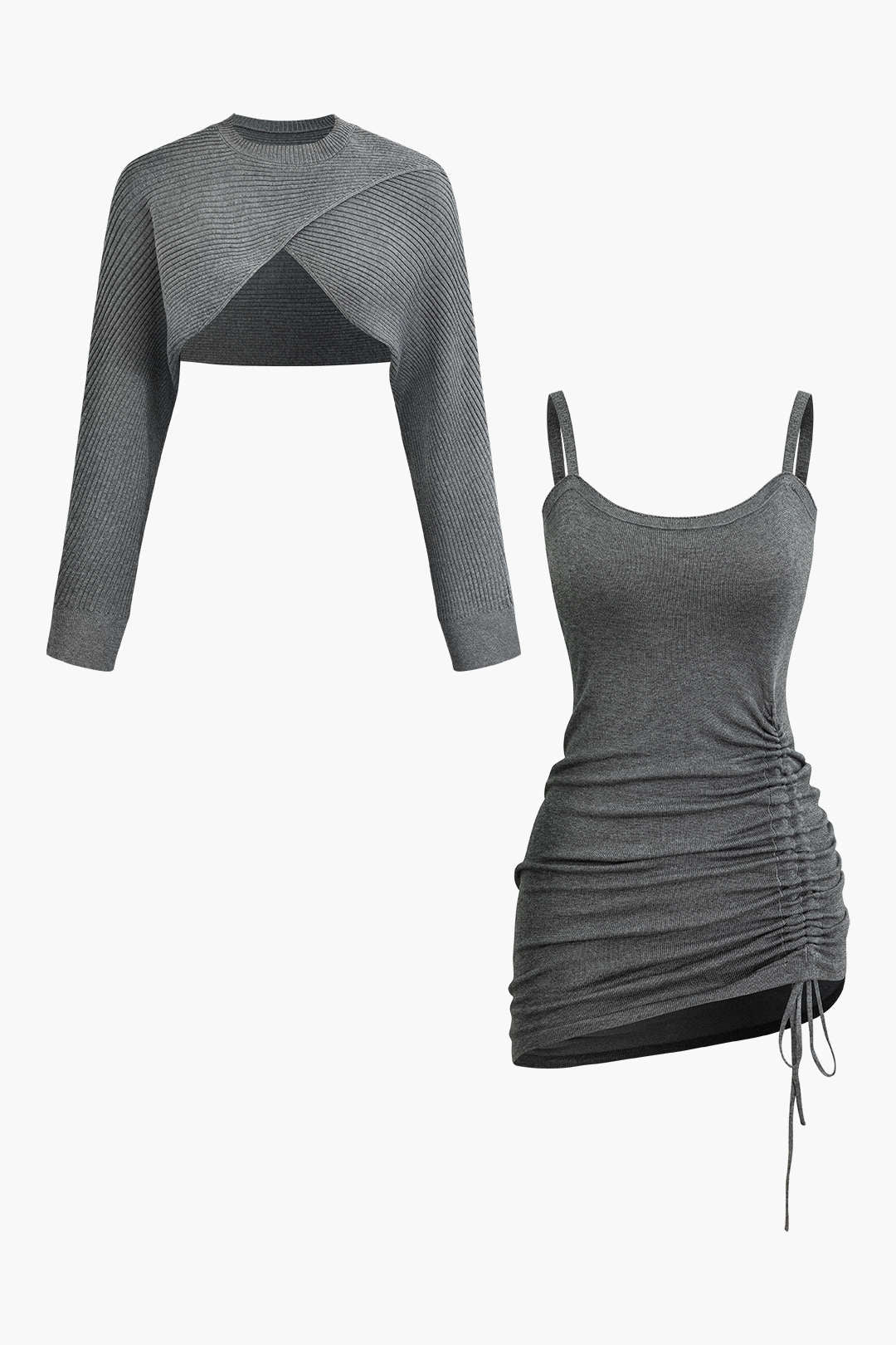 Anastasia | Zweiteiler-Set mit Cutout-Pullover & gerafftem Kleid - Image 7