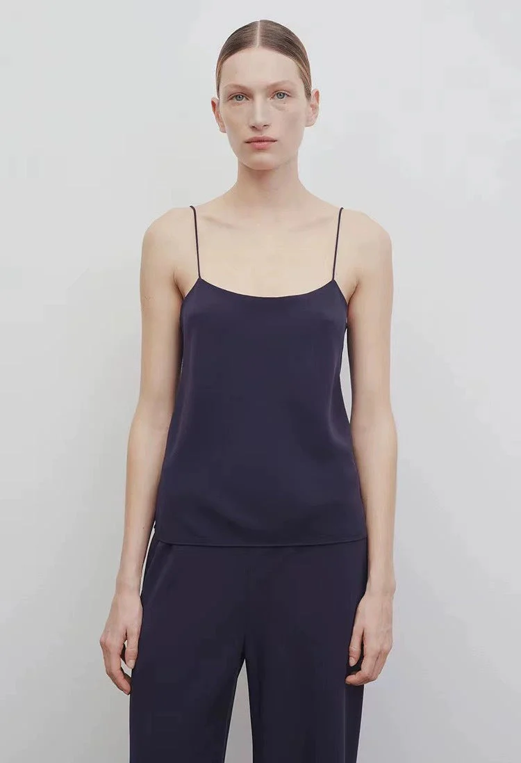 Andrea- Damen elegantes Spaghettiträgershirt aus hochwertigem Satinimitat - Image 5