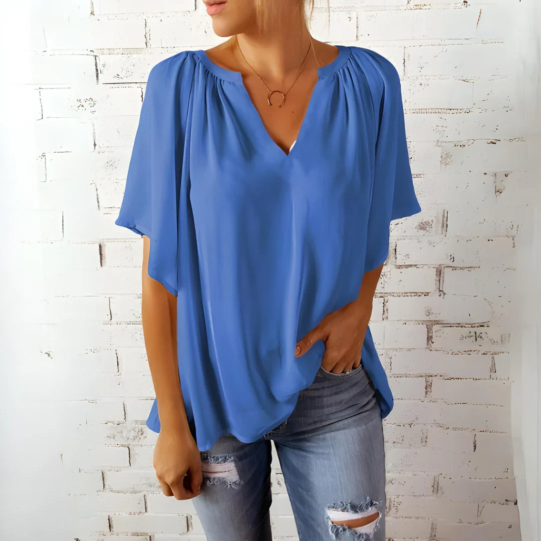 Andrea - Elegante Bluse mit V-Ausschnitt und kurzen Ärmeln - zeitloser Stil und Komfort - Image 3
