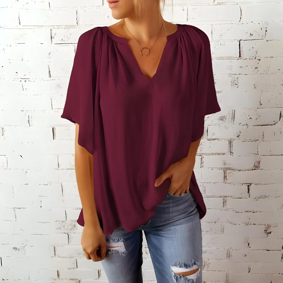 Andrea - Elegante Bluse mit V-Ausschnitt und kurzen Ärmeln - zeitloser Stil und Komfort - Image 4