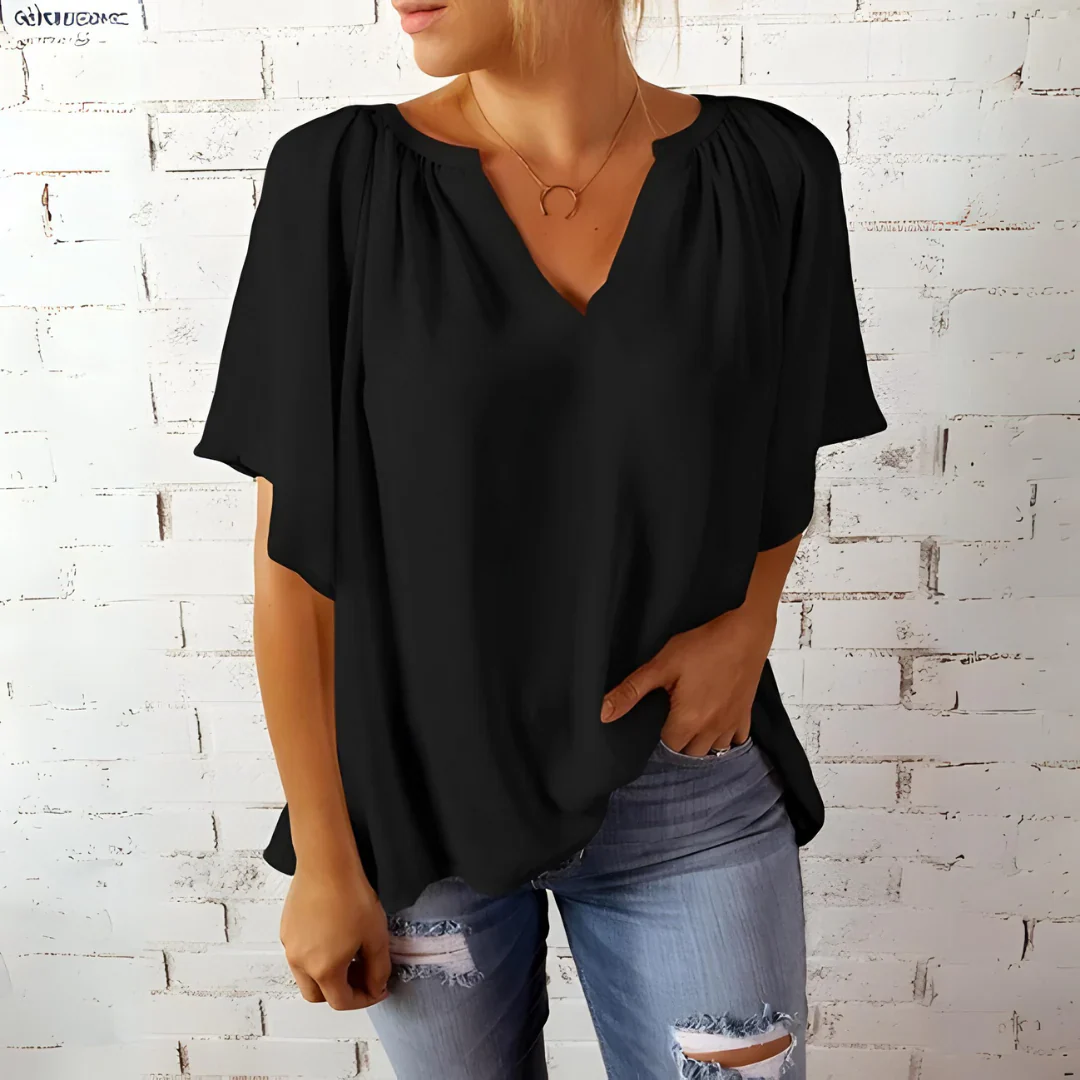 Andrea - Elegante Bluse mit V-Ausschnitt und kurzen Ärmeln - zeitloser Stil und Komfort - Image 6