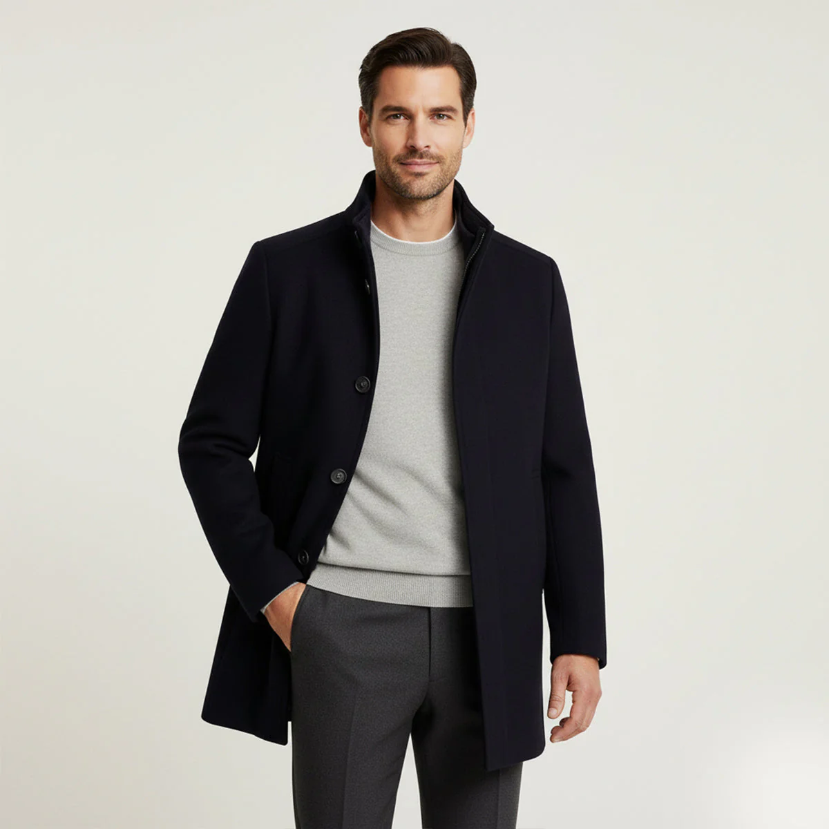 Andrés – Eleganter Herren Wintermantel mit Stehkragen - Image 6