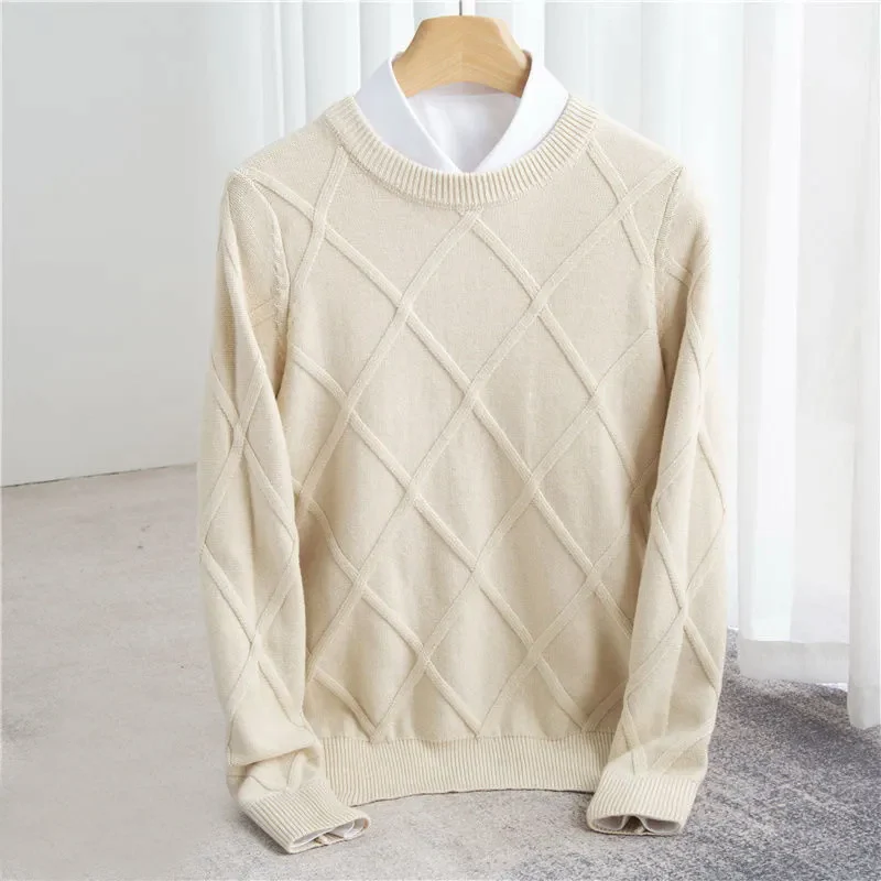 Andrés – Klassischer strukturierter Herren Cashmere Pullover - Image 4