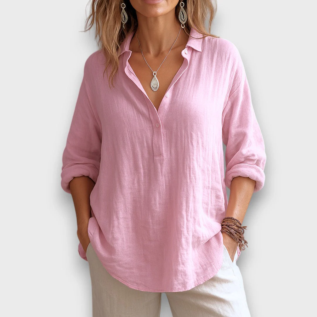 Anelle – Leinenbluse mit V-Ausschnitt - Image 4