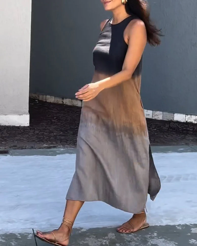 Anette | Ärmeloses Farbverlauf-Kleid mit Rundhalsausschnitt - Image 2
