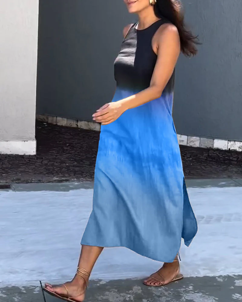 Anette | Ärmeloses Farbverlauf-Kleid mit Rundhalsausschnitt - Image 3