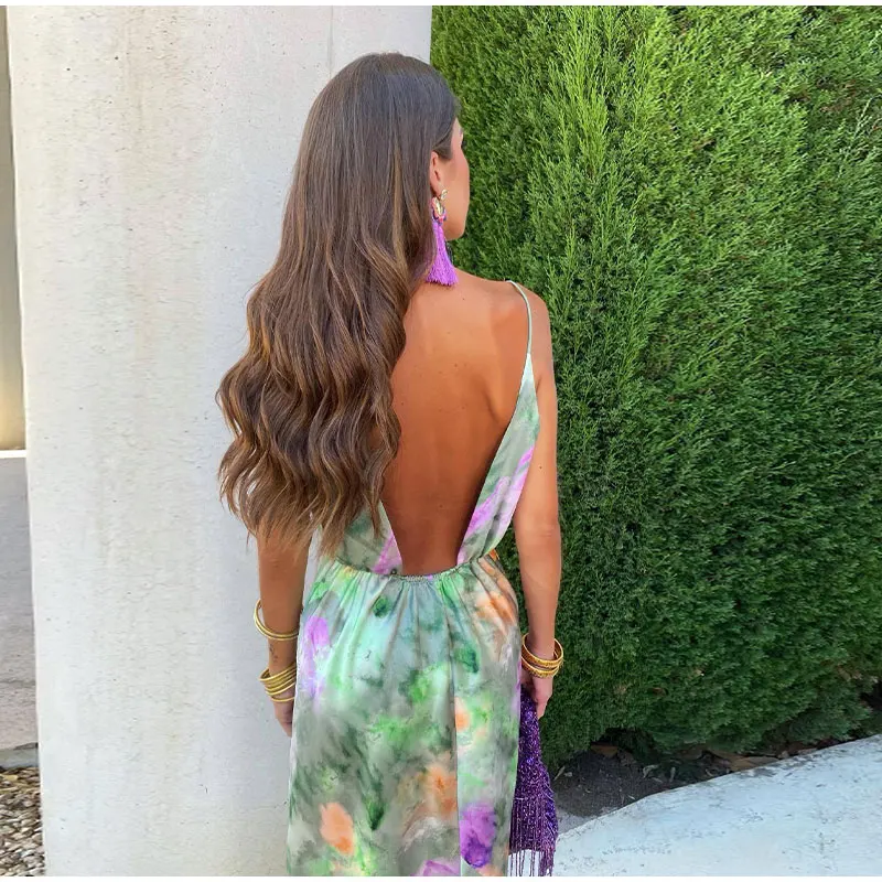 Anisten - Stilvolles Maxi-Kleid mit Halo-Dye-Print und abnehmbarem Schal - Image 3