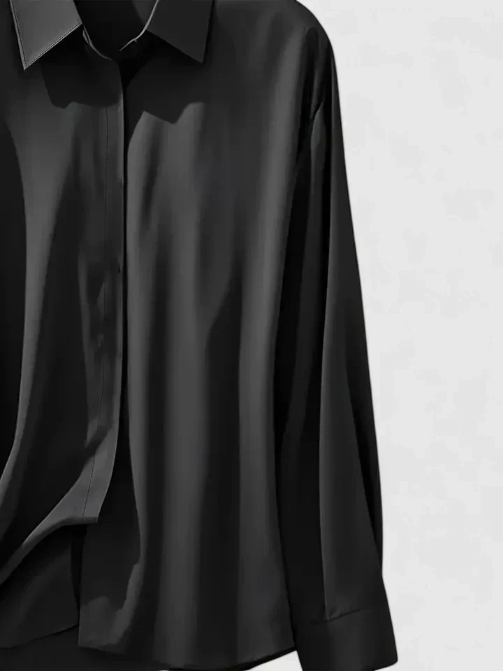 Anja | Damen Satin Knopfleiste Shorts Bluse - Image 7