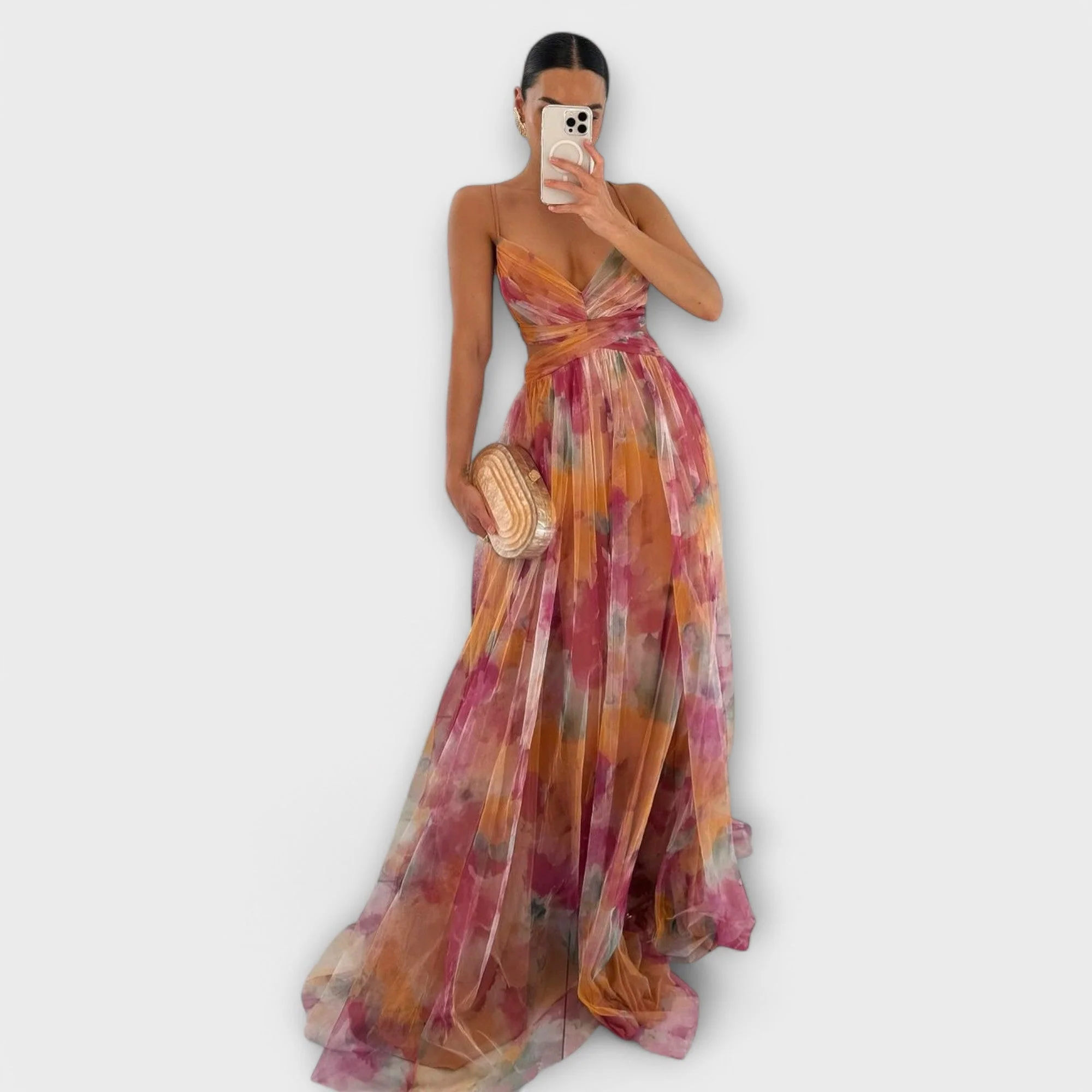 Annai Elegantes Figurbetontes Mesh Maxi Kleid - Image 7