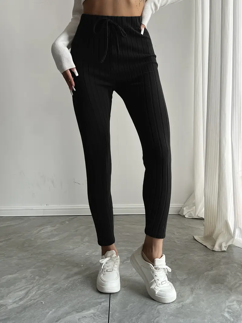 Anouk – Rippstrick-Leggings mit hohem Bund und Kordelzug - Image 10