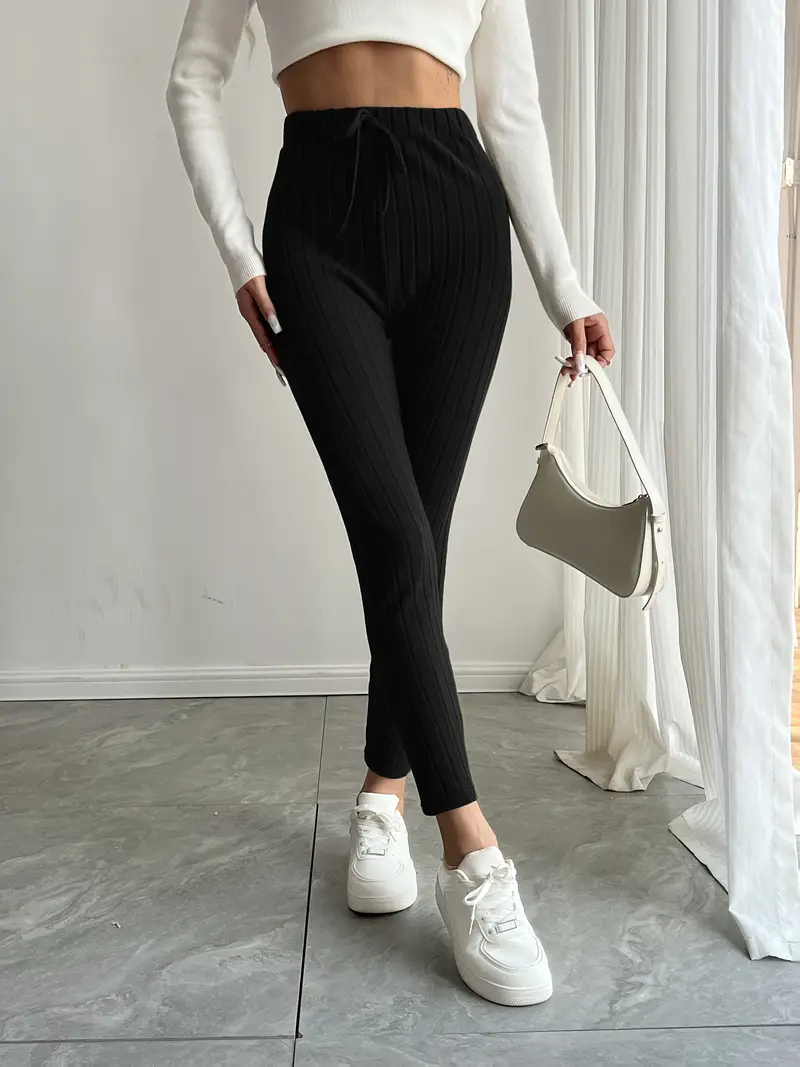 Anouk – Rippstrick-Leggings mit hohem Bund und Kordelzug - Image 11