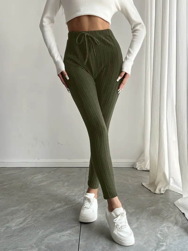Anouk – Rippstrick-Leggings mit hohem Bund und Kordelzug - Image 14