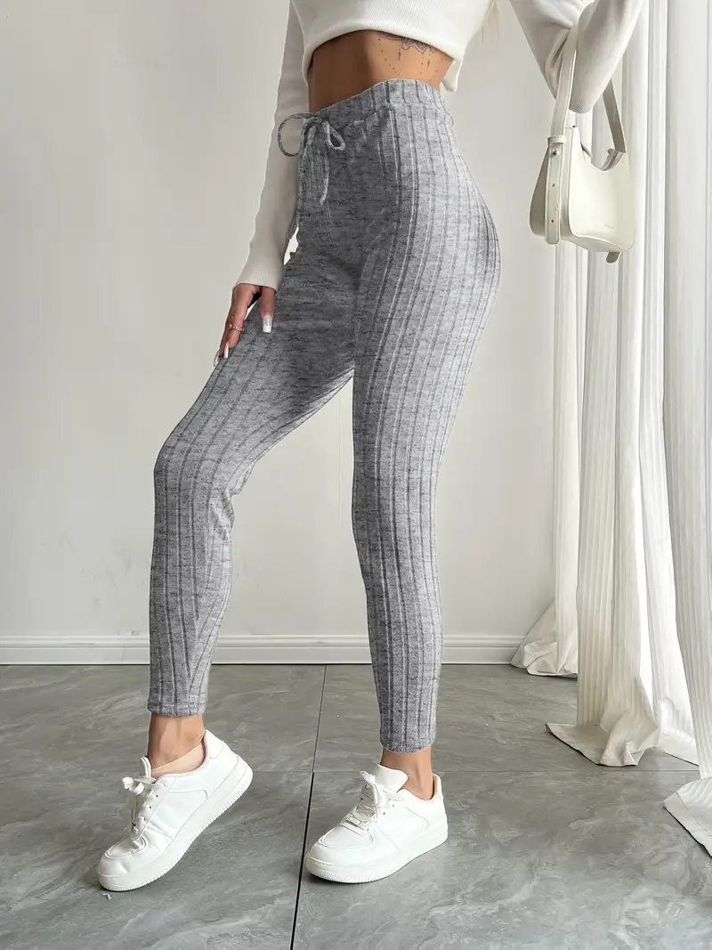 Anouk – Rippstrick-Leggings mit hohem Bund und Kordelzug - Image 4