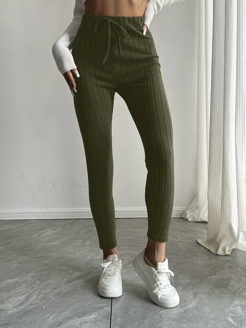 Anouk – Rippstrick-Leggings mit hohem Bund und Kordelzug - Image 7