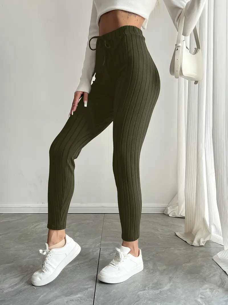 Anouk – Rippstrick-Leggings mit hohem Bund und Kordelzug - Image 8