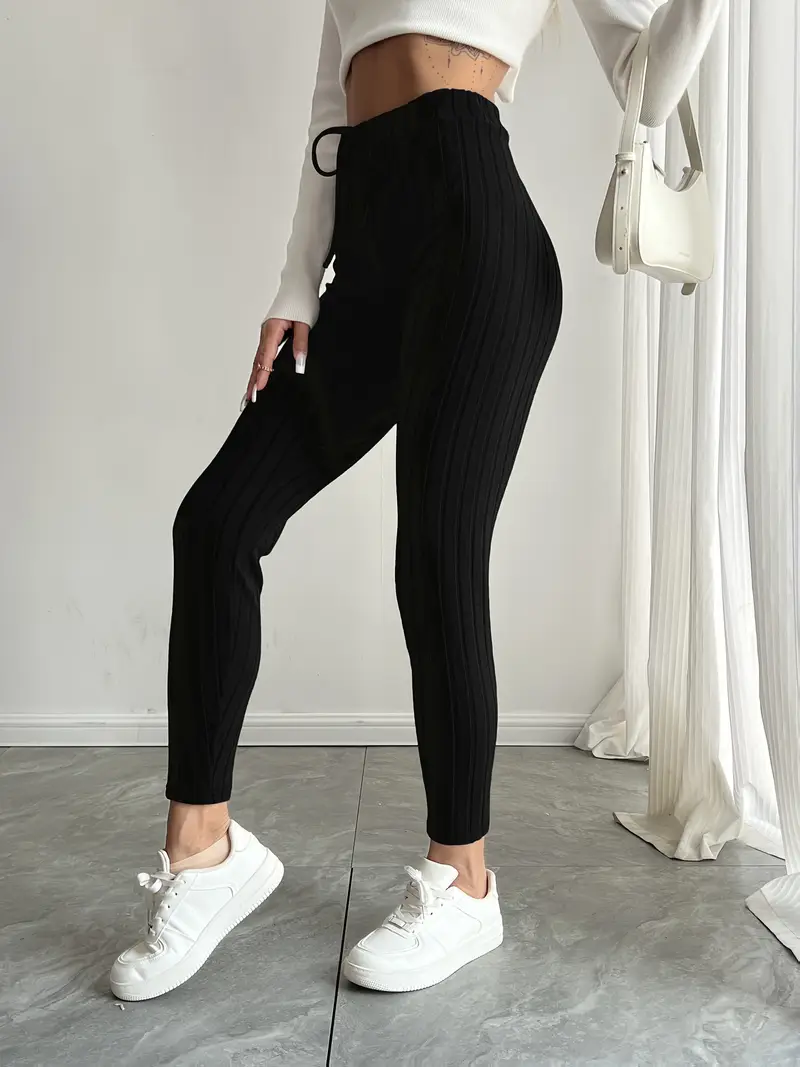 Anouk – Rippstrick-Leggings mit hohem Bund und Kordelzug - Image 9