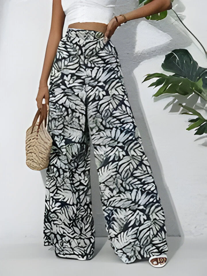 Antonella | Bohemian Floral Print Chiffon Hose mit weitem Bein für Frauen - Image 5